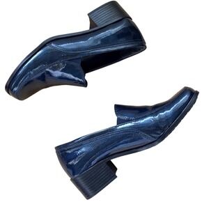 Naturalizer Women Patent Leather Loafer Navy Blue Slip On Classic Whimsy Sz 6